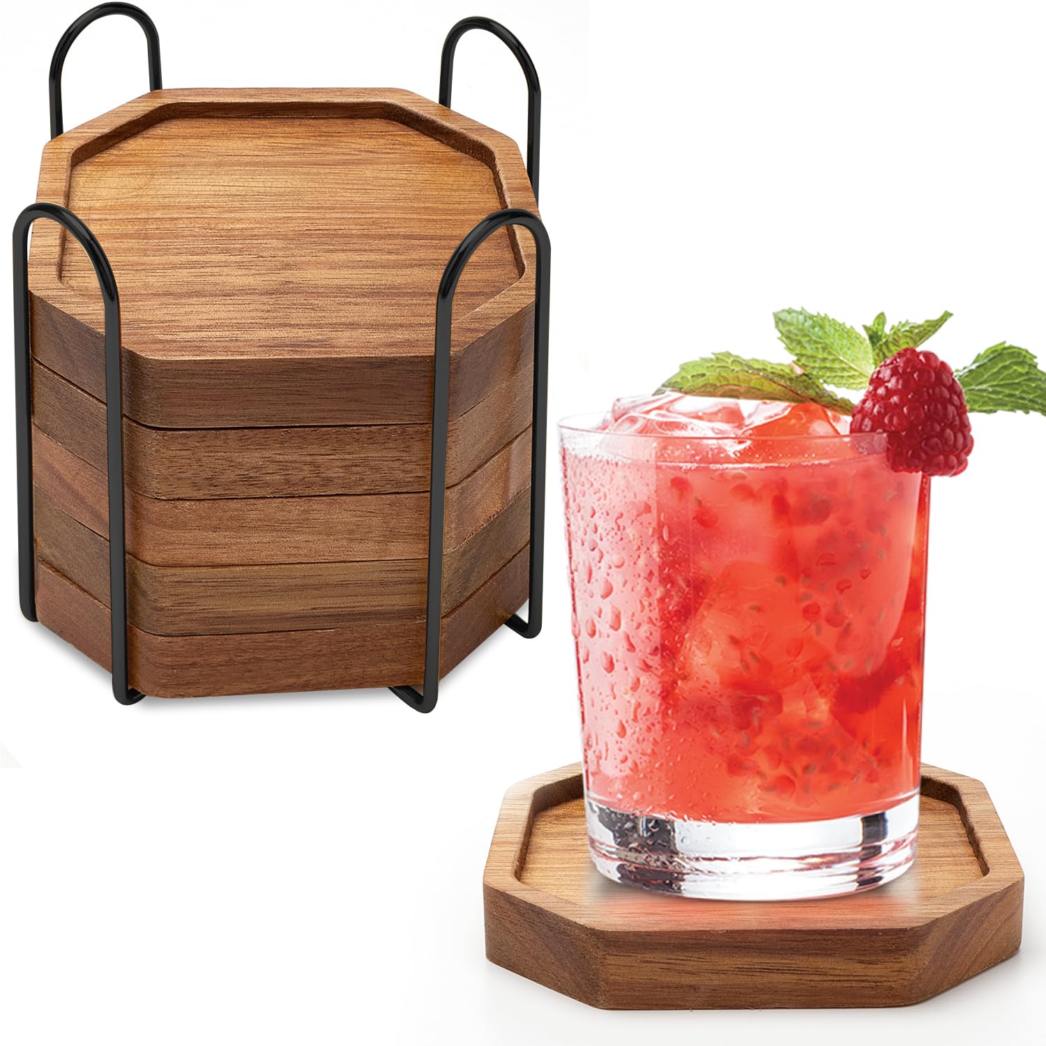 Amazon.com: Cute Rustic Farmhouse Wooden Cup Coaster Set of 6 Cool